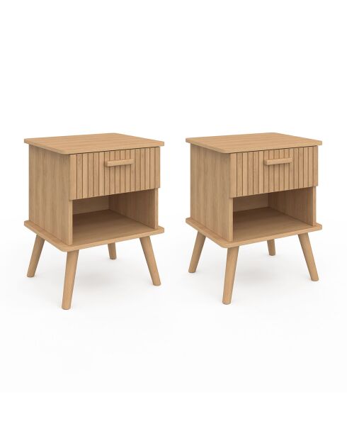 2 Tables de chevet Albane avec 1 tiroir et 1 niche