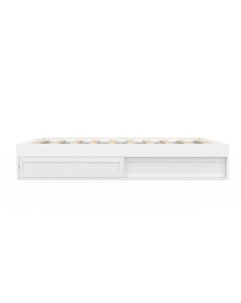 Cadre de lit Orem blanc avec sommier et rangements intégrés 140x190cm