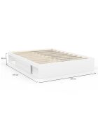 Cadre de lit Orem blanc avec sommier et rangements intégrés 140x190cm
