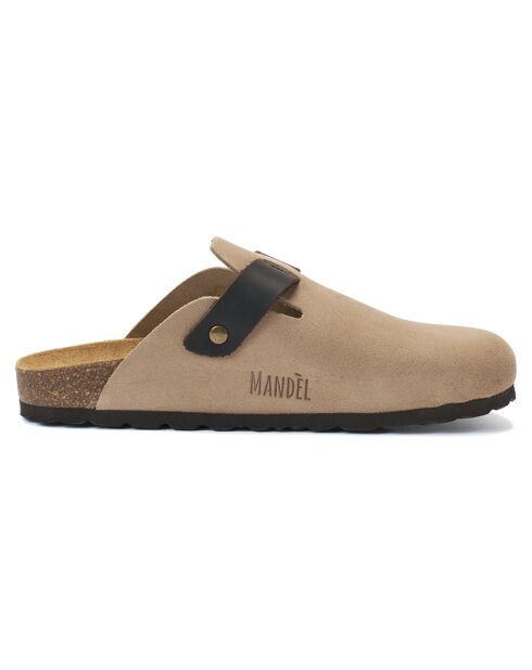 Sabots en Velours de Cuir Noé taupe