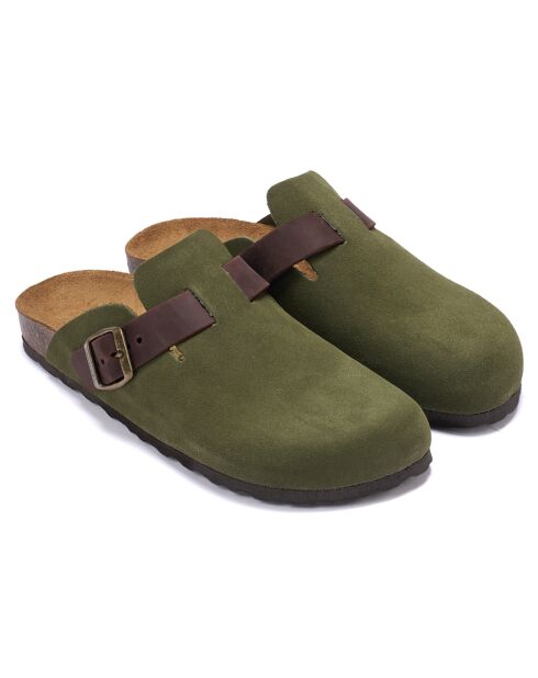 Sabots en Velours de Cuir Noé verts