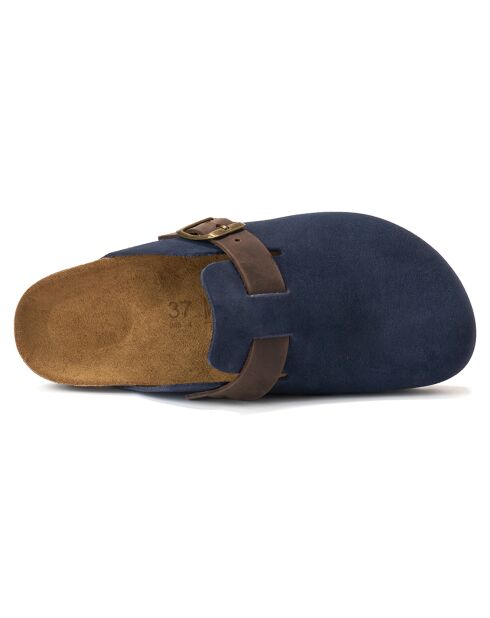 Sabots en Velours de Cuir Noé marine