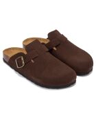 Sabots en Velours de Cuir Noé marron foncé