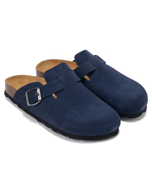 Sabots en Velours de Cuir Noé marine
