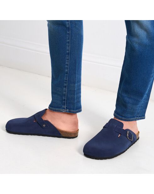 Sabots en Velours de Cuir Noé marine