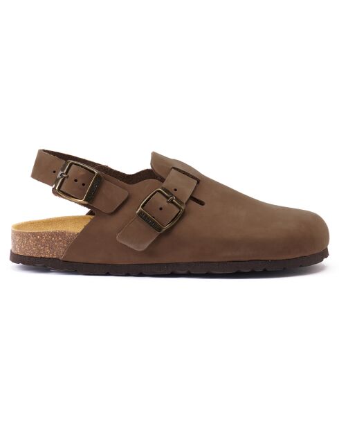 Sabots en Velours de Cuir Oscar marron foncé