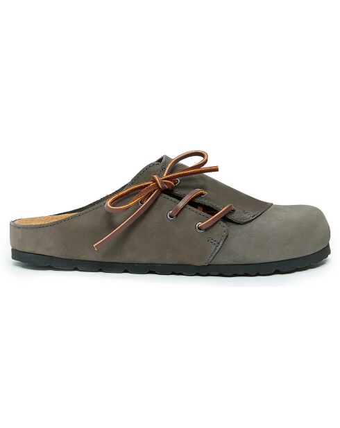 Sabots en Velours de Cuir Ester gris