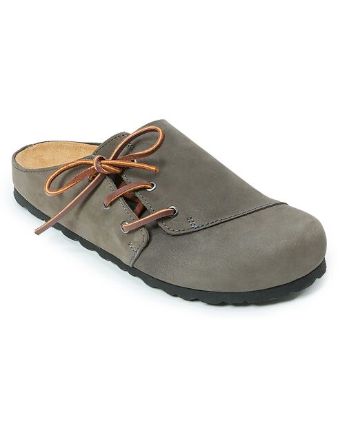 Sabots en Velours de Cuir Ester gris