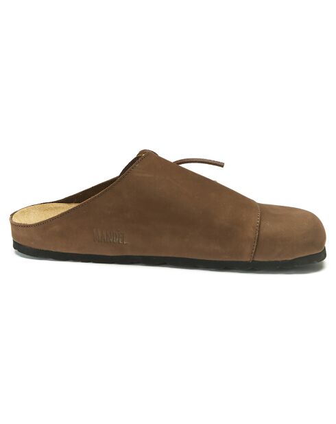 Sabots en Velours de Cuir Ester marron foncé