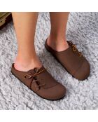 Sabots en Velours de Cuir Ester marron foncé