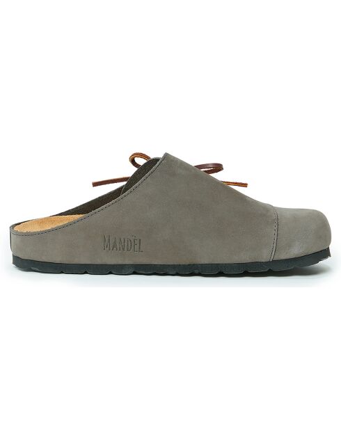 Sabots en Velours de Cuir Ester gris