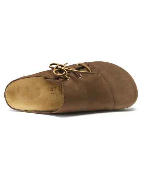 Sabots en Velours de Cuir Ester marron foncé