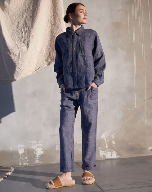 Pantalon 100% Laine Abel bleu ciel