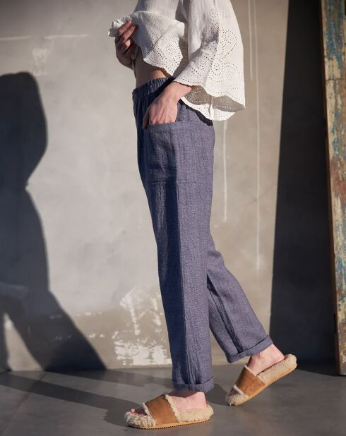 Pantalon 100% Laine Abel bleu ciel