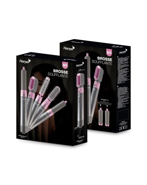Cepillo airpro 5 en 1 negro/rosa