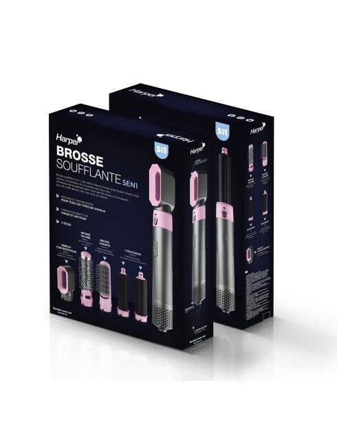 Brosse soufflante 5 en 1 airpro noir/rose