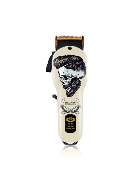 Tondeuse sans fil cheveux et barbe avec levier d'ajustement blanche