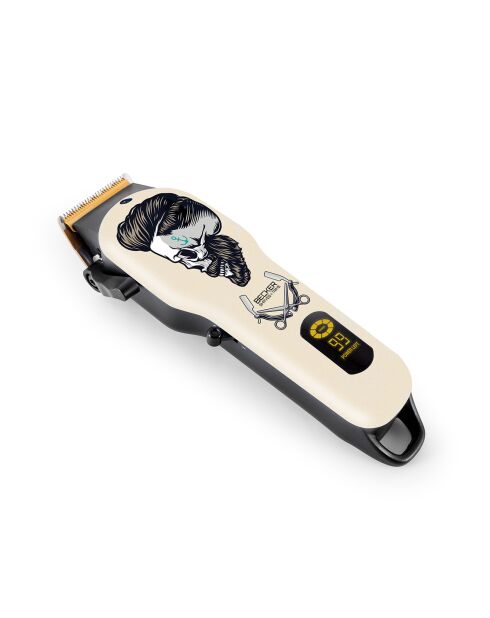 Tondeuse sans fil cheveux et barbe avec levier d'ajustement blanche