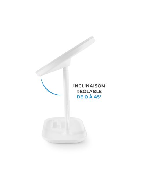 Specchio da tavolo a led bianco Mizo con portagioie