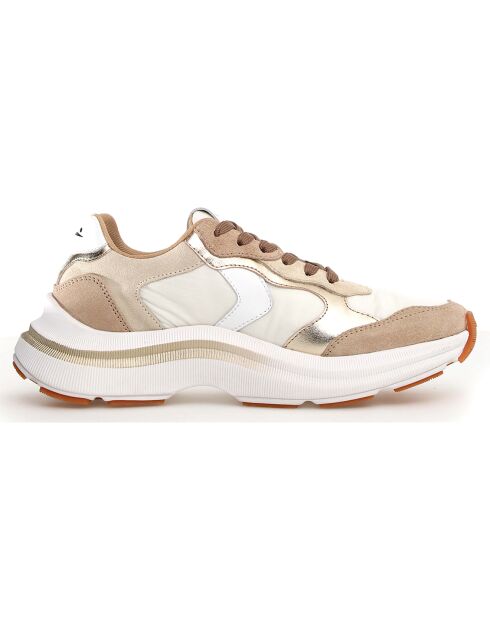Baskets en Cuir Charlotte beige clair/blanc/blanc cassé