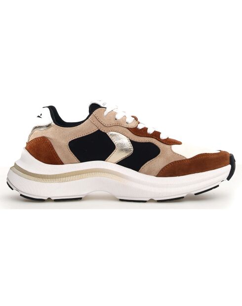 Baskets en Cuir Charlotte marron/blanc/noir