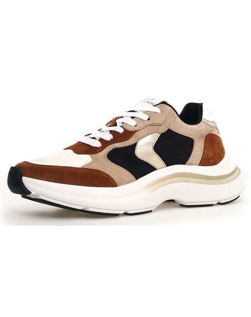 Baskets en Cuir Charlotte marron/blanc/noir