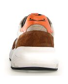 Baskets en Cuir Club tabac/beige/orange