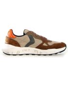 Baskets en Cuir Club tabac/beige/orange