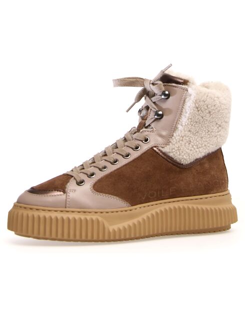 Baskets en Cuir Jenny taupe/marron