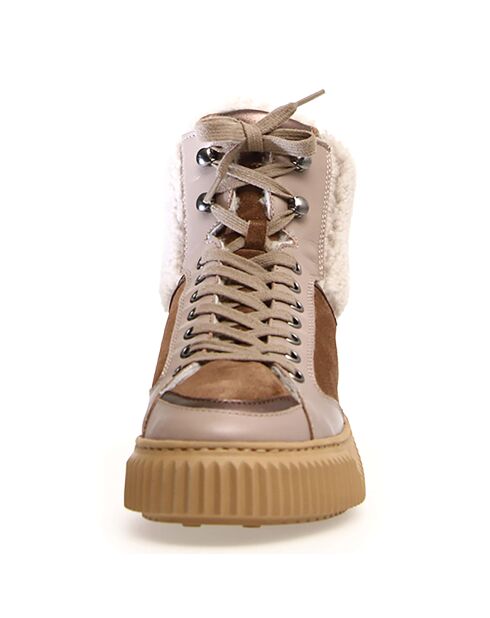 Baskets en Cuir Jenny taupe/marron