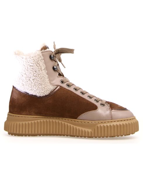 Baskets en Cuir Jenny taupe/marron