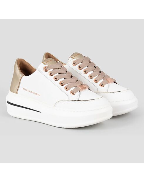 Lancaster wit/gouden leren sneakers