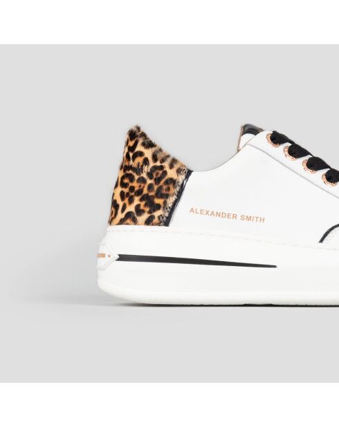 Baskets en Cuir Lancaster blanc/sable