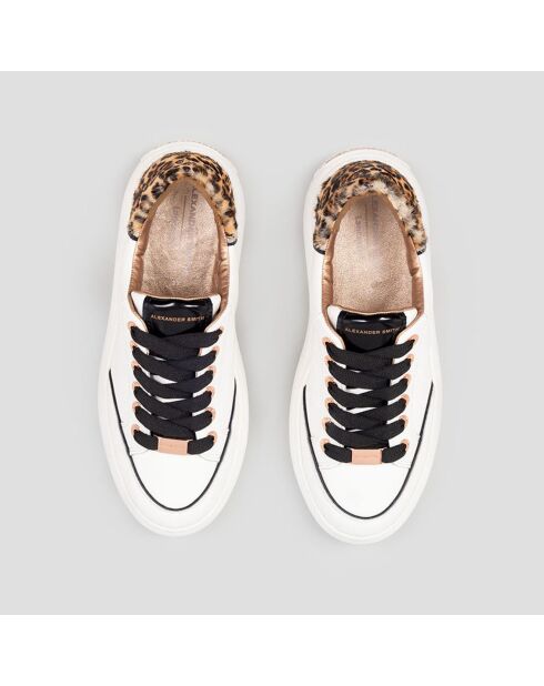 Baskets en Cuir Lancaster blanc/sable