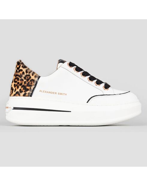 Baskets en Cuir Lancaster blanc/sable