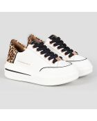 Baskets en Cuir Lancaster blanc/sable