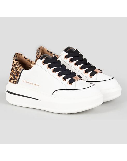 Baskets en Cuir Lancaster blanc/sable