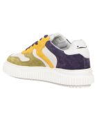 Baskets en Cuir Laura pistache/jaune acide/violet