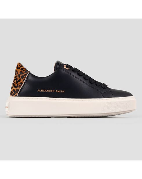 Baskets en Cuir London noir/sable