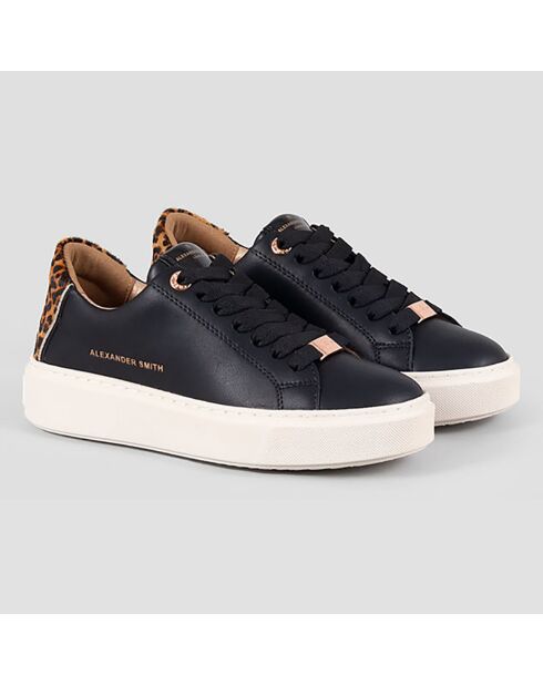 Baskets en Cuir London noir/sable