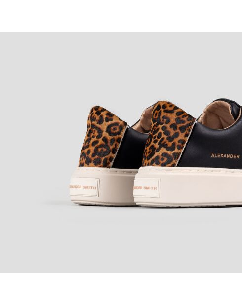 Baskets en Cuir London noir/sable