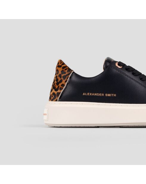 Baskets en Cuir London noir/sable