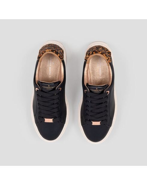 Baskets en Cuir London noir/sable