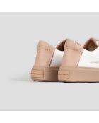 Baskets en Cuir London blanc/nude