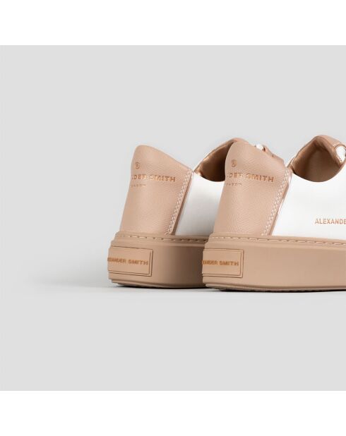 Baskets en Cuir London blanc/nude