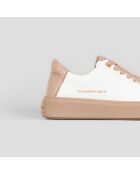 Baskets en Cuir London blanc/nude
