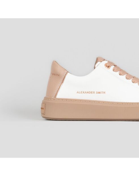 Baskets en Cuir London blanc/nude