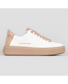 Baskets en Cuir London blanc/nude