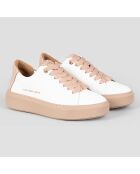 Baskets en Cuir London blanc/nude