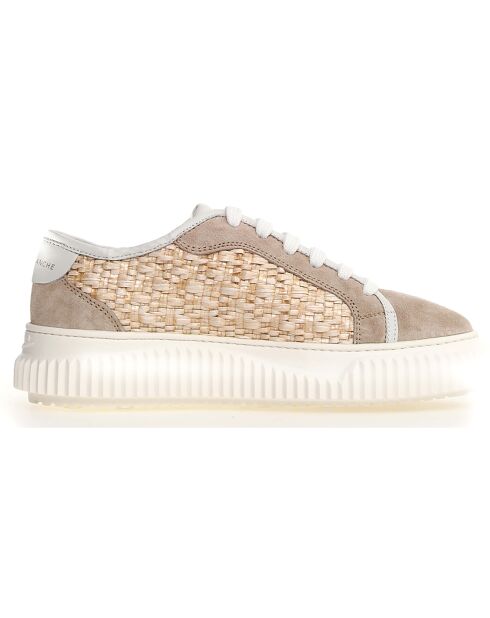 Baskets en Cuir Maiorca ardoise/beige